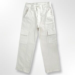 Mother 26 The Rambler Cargo Ankle Straight Leg High Rise Jeans Cream Puffs